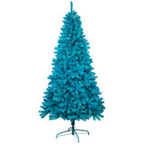 Pre-Lit Medium Artificial Pine Christmas Tree - Turquoise - Clear Lights
