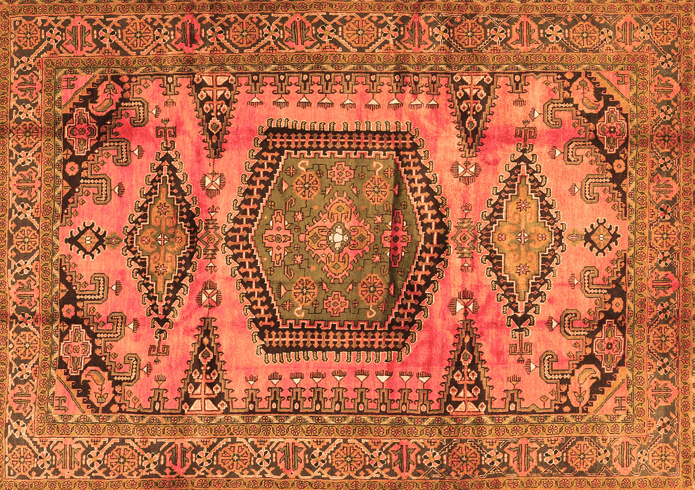Bungalow Rose Oriental Machine Woven Wool/Polyester Area Rug in Orange ...