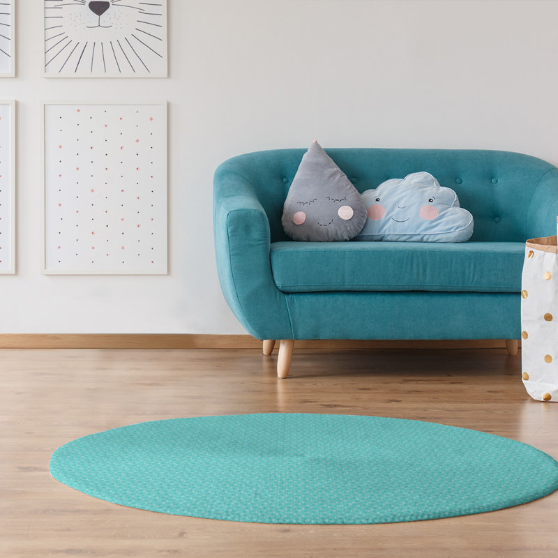 Chenille Geometric Indoor Rug, Round 5'