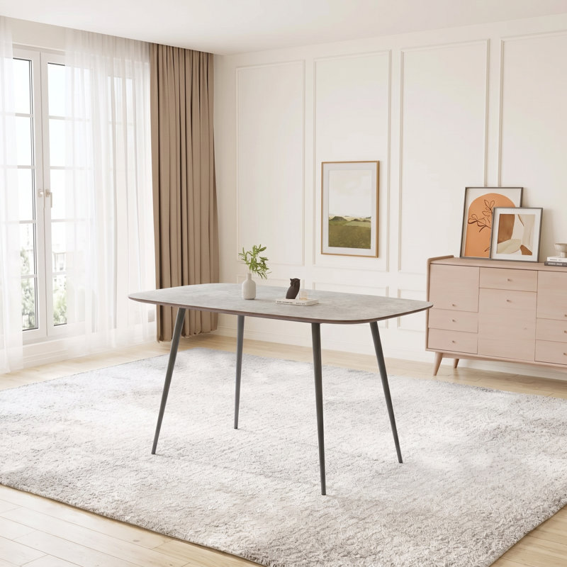 Rectangular Table, Modern Dining Kitchen Table, Gray/Gray, 29.9" H x 47.2" L x 27.5" W