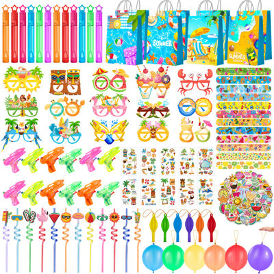 Summer Party Favors for Kids, 150 Pcs Summer Birthday Party Decorations Set