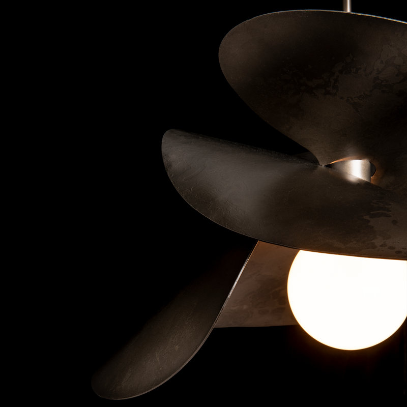 Hibiscus 1 - Light Unique/Statement Geometric Pendant, Dark Smoke