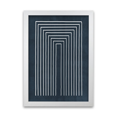 Lino Style Blue Geometric Lines - Print