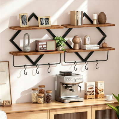 2-Tier Wall Mounted Towel Rack with Hooks