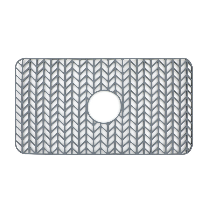 26" x 14" Silicone Bottom Sink Grid Kitchen Sink Silicone Mat Heat Resistant with Drain Hole