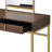 Coleen Walnut & Gold Finish Vanity Desk With Mirror And Jewelry Tray, Perfect For Stylish And Organized Makeup Routines.