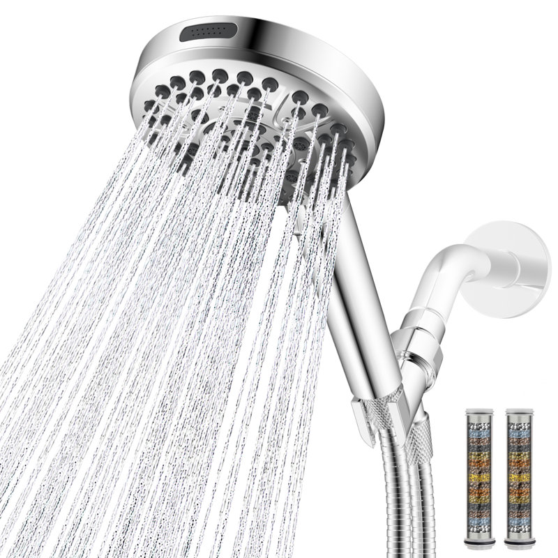 High Pressure 10-Spray Handheld Shower with 2 Filters, 71-Inch Stainless Steel Shower Hose and Adjustable Shower Holder
