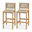 Tabouret de bar en corde Leo Premium - finition teck, gris clair, ensemble 2-1808107362