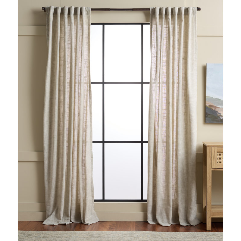 Rideau obscurcissant en polyester de couleur unie, Gris clair / naturel, L 52 po x L 96 po