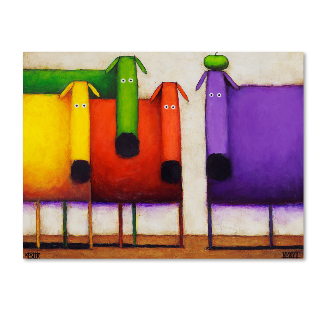 Izampo 'Rainbow Dogs' Print on Wrapped Canvas Harriet Bee 