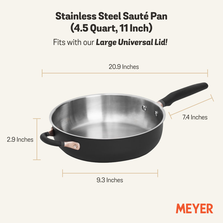 Meyer Accent Series Nonstick and Stainless Steel Induction Cookware Essentials Set, 6-Piece, Cinder and Smoke Edition