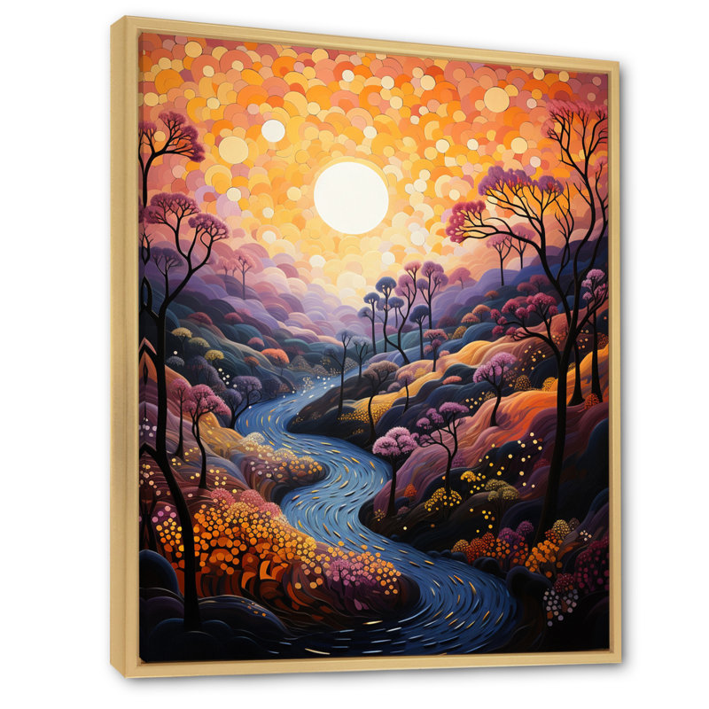 «Mikayda Canyon Landscape Pointillism II», reproduction sur toile, H 40 po x l 30 po x P 1,5 po, Cadre naturel flottant