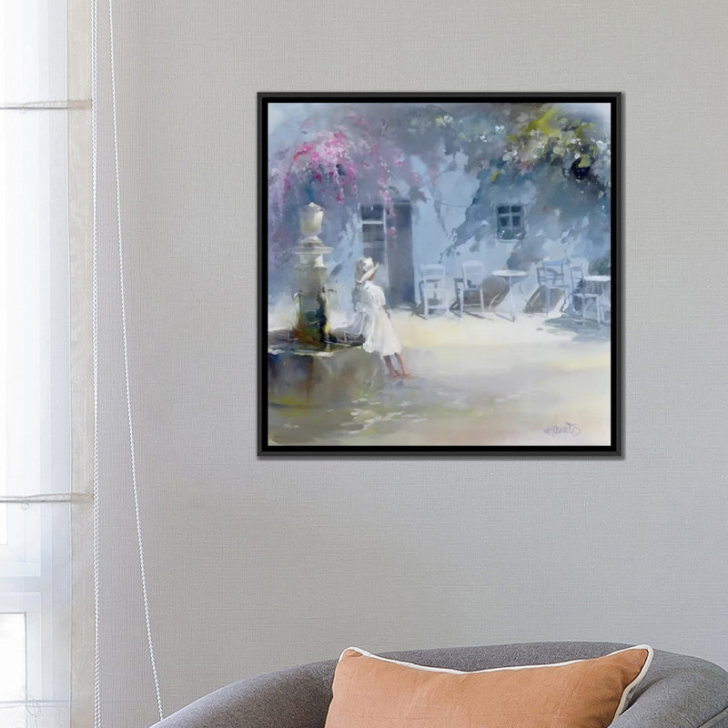 « idyllic blue », impression sur toile, H 18 po x l 18 po x P 1,5 po, Toile avec cadre noir, Pas de tapis