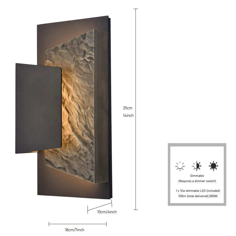 14.5" Meld Outdoor Aluminum Sconce in Charcoal Black Finish