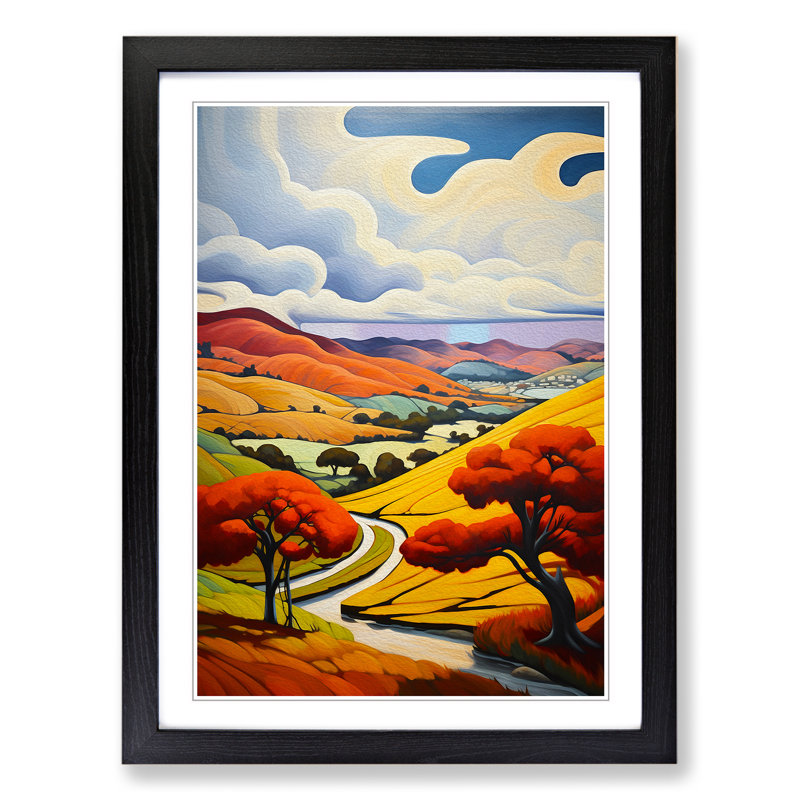 Landscape Deco - Single Picture Frame Print on Wood, Black, 34cm H x 25cm W x 2cm D
