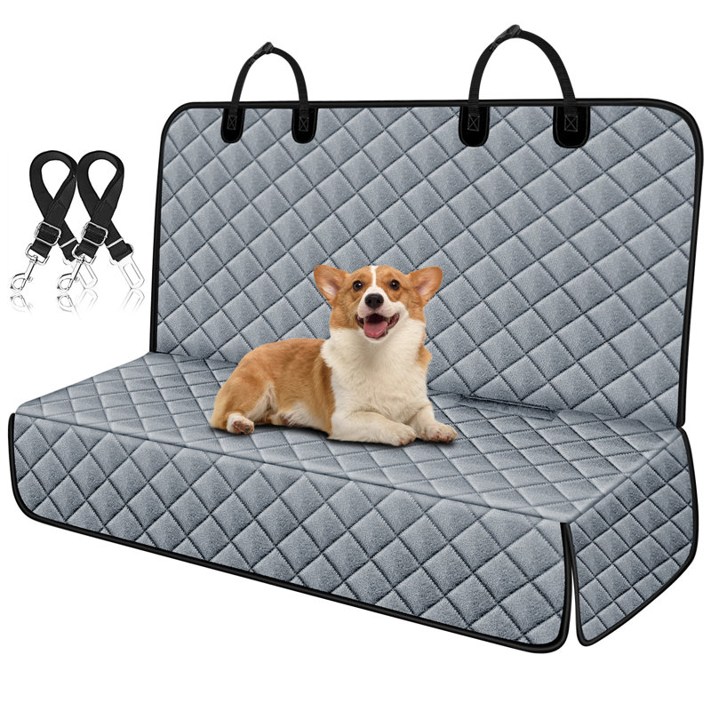 Housse de siège pour chien 2 en 1 pour siège arrière, Petit, Gris / Noir
