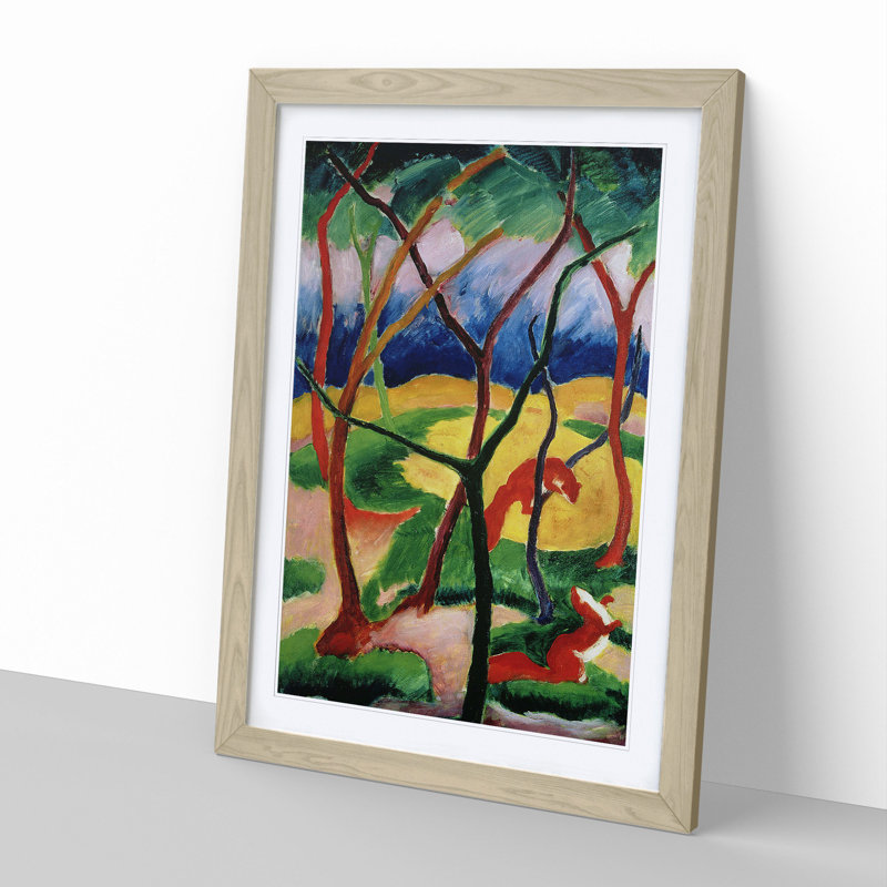 Weasels Playing by Franz Marc - Picture Frame Painting, 65cm H x 48cm W x 2cm D, Oak