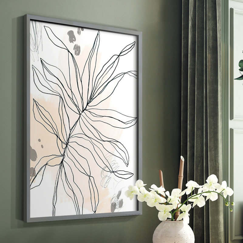 Palm S Croquis, reproduction d'art encadrée - bois massif, Cadre simple gris, H 10 po x l 8 po
