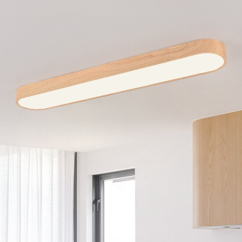 Oval Wood Finish Acrylic LED Flush Mount