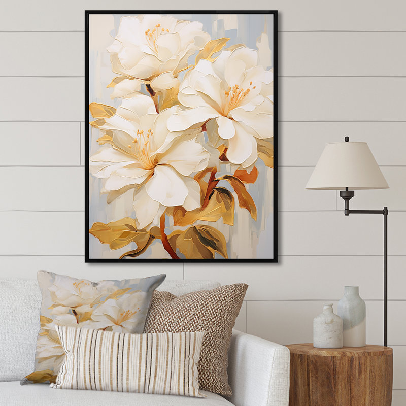 «Rhododendron Simplicity Bouquet Florals», reproduction d'art sur toile, Cadre flottant noir, H 20 po x l 12 po x P 1 po