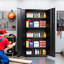 Armoire de rangement verrouillable en acier de 183 cm de hauteur avec 4 tablettes réglables, noir et gris
