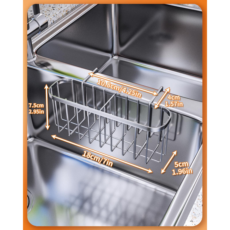 Porte-éponge pour évier de cuisine avec cloison, chariot d'évier de cuisine mobile, Argent argent