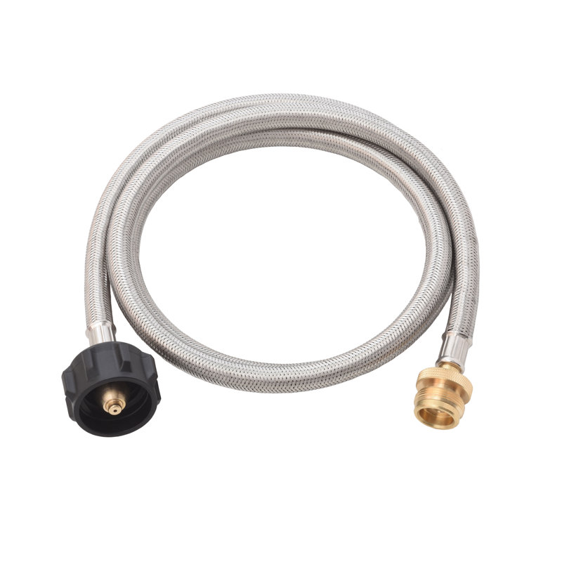 5-Foot Steel Braided Propane Adapter Hose with Brass Fittings
