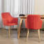 Orange doux et noyer clair: chaise de salle à manger 2 pièces en tissu Mid-Century