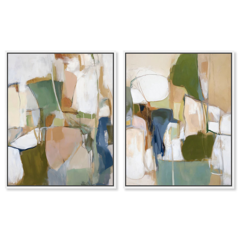 "Forest Frost I & II", reproduction d'art encadrée, ensemble d'art mural bohème par Art Remedy, cadre argenté, 30 x 36