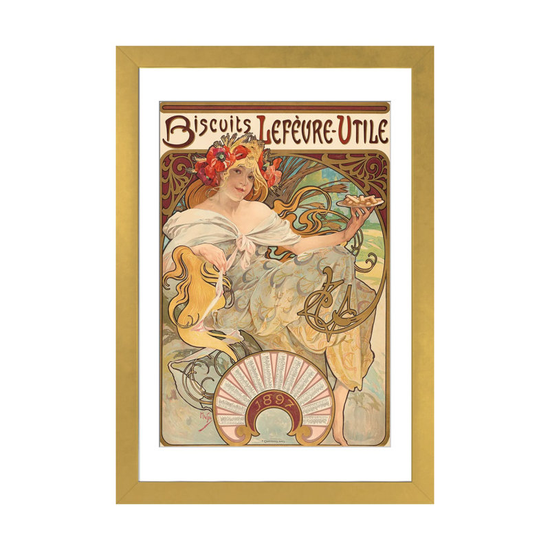 Biscuits Lefervre-Utile, 1896, H 32 po x l 24 po x P 1 po, Blanc, Papier avec cadre doré doré