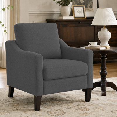 Upholstered Accent Armchair with Solid Wood Legs