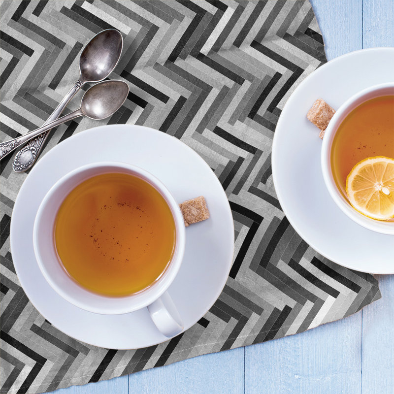 Torchon Herringbone, Gris, Sergé de polyester