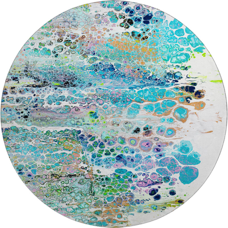 Premium Machine Washable Fayina AMF65 Mermaid Rug, Round 8'