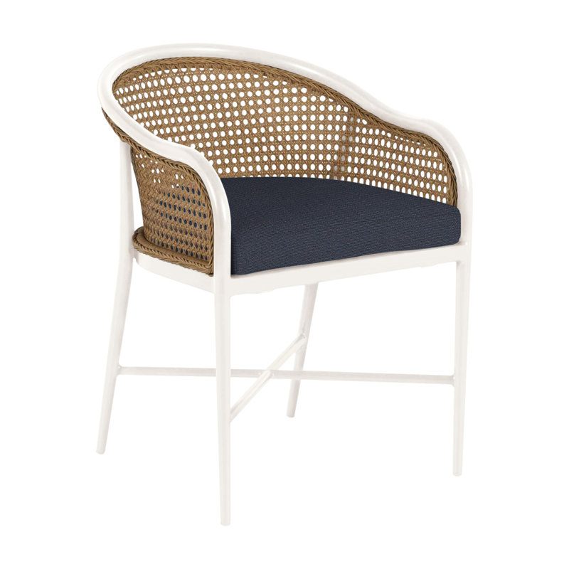 Havana Arm Chair, Chalk, No Welt, Linen Navy