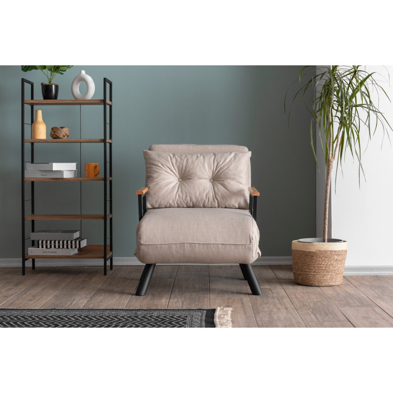 Fauteuil convertible Aakira, Crème ; lin