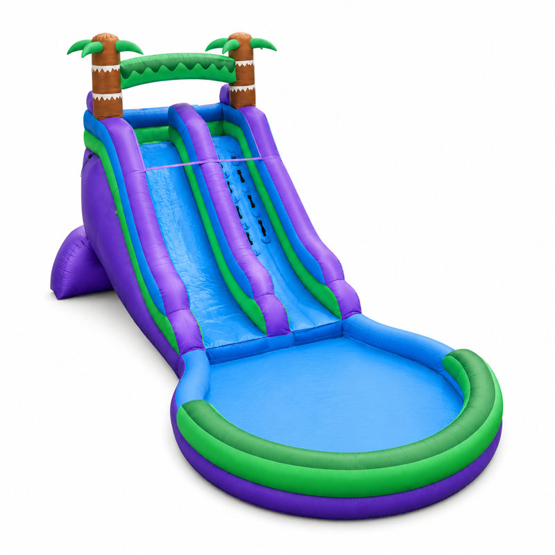 Glissade d'eau gonflable 22pi avec mur d'escalade, piscine et soufflerie Jungle Adventure