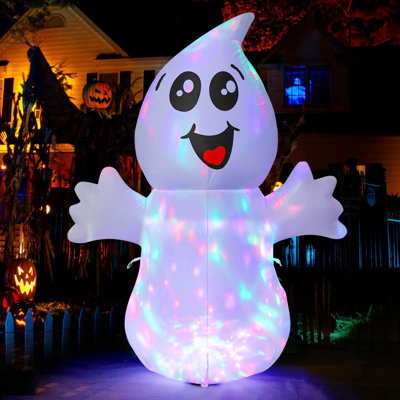 GOOSH 5 FT Halloween Inflatable Cute Ghost with Built-in Magic LED Lights