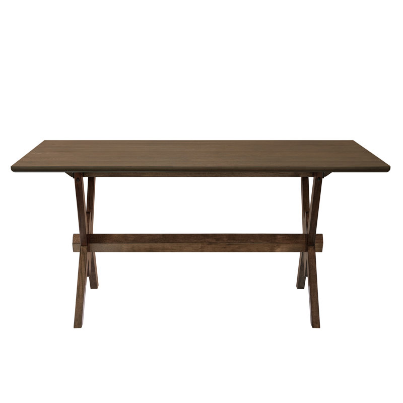 Urquhart 63" Farmhouse Solid Wood Rectangular Dining Table With Double V Base, Walnut