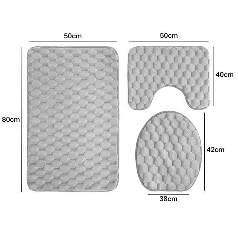 3-Piece Washable Non-Slip Bathroom Rug Set