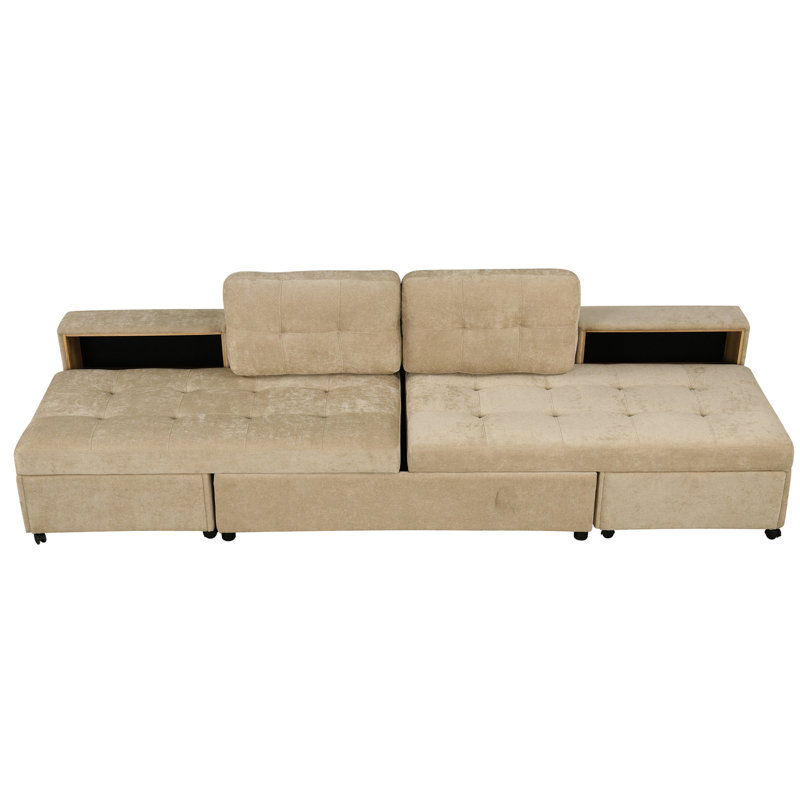 121.2" Versatile Chenille Bed, Brown - With Storage , To Different Layouts, & Practical Modular Included, Cover, Convertible Seating Arrangements,