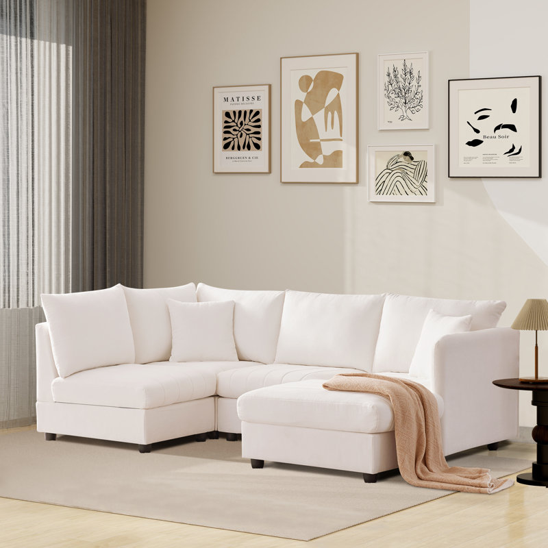 Canapé modulaire Emmilee, Lin blanc