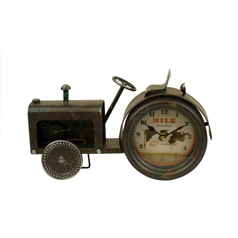 Horloge de table analogique noire en acier inoxydable Quatz
