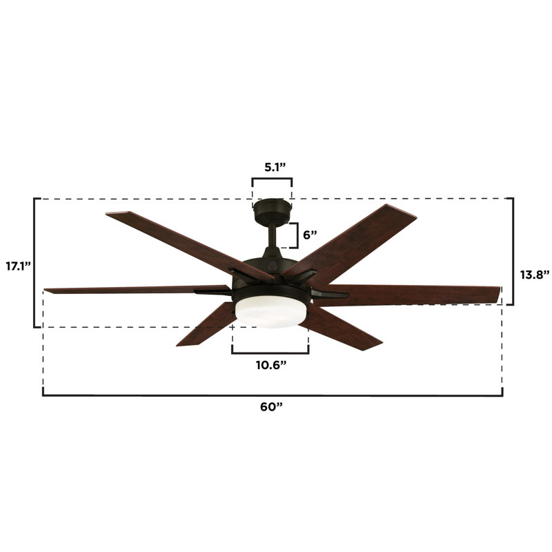 60'' Black-Bronze Ceiling Fan with LED Light Kit and Remote
