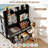 Twin Over Twin bunk Bed with LED and Storage Shelves and Drawer，Metal Floor Bunk Bed with Safety Guardrail, Bunk Bed for Kids