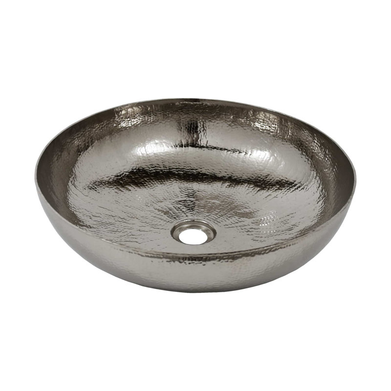 Maestro Copper Circular Vessel Bathroom Sink, Polished Nickel