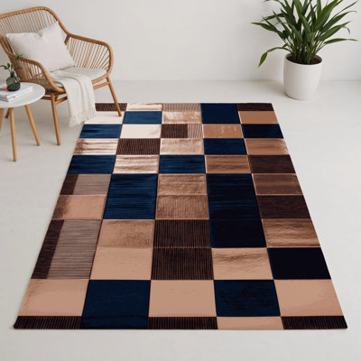 Checkered Purple Indoor and Outdoor Area Rug