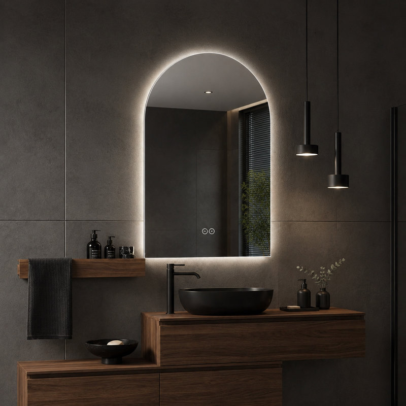 36" x 24" Arch Frameless LED Backlit Bathroom Mirror, 3 Color Dimmable Light, Anti-Fog, Touch Control, Wall Mounted Vanity Mirror