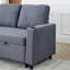 Lit en lin gris foncé, réversible avec rangement pratique et confortable