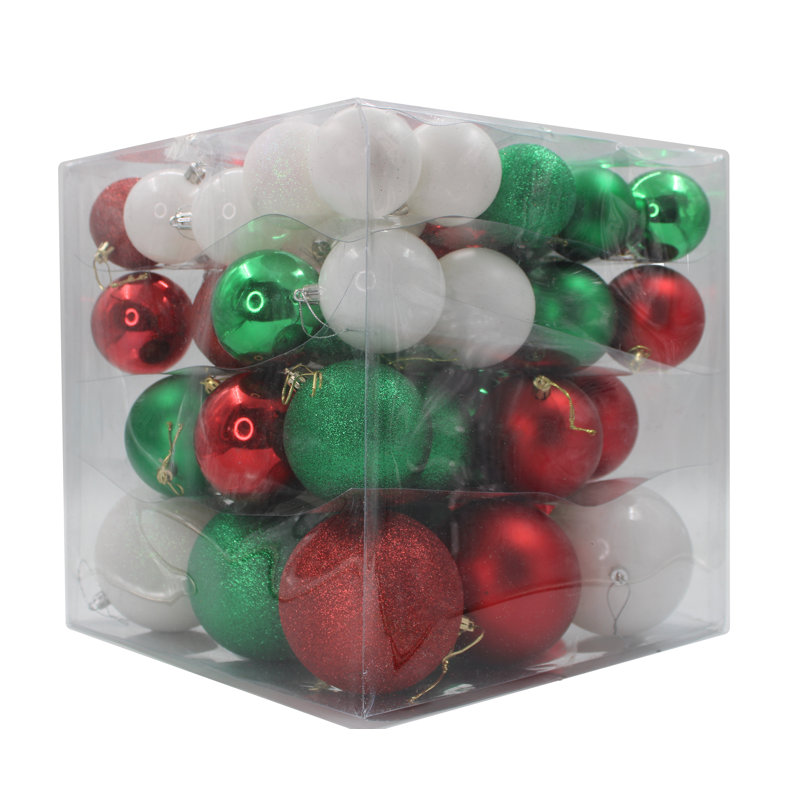 Ensemble d'ornement boule 62 pièces, Rouge / vert / blanc