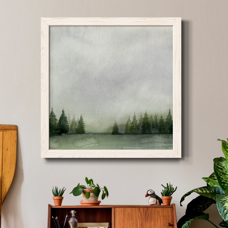 " Timberline II " Painting Print, 17" H x 17" W x 1.5" D, White Framed 